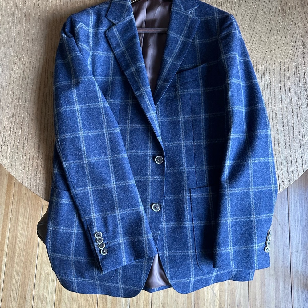 Suitsupply Blue and Tan Checkered Blazer
